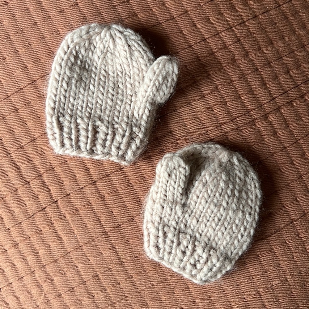 Blueberry Hill blush knit mittens